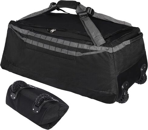 Domaker Folding Wheeled Rolling Duffle Bag for Camping Travel, Large Lightweight Duffel Bag with Casters and Pull Handle, Grey, 30'' in Kuwait
