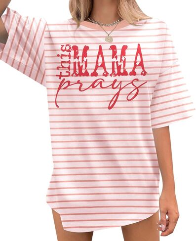 This Mama Prays Shirts for Women Mom Life Tshirt Christian Graphic Tee Funny Religious Faith Short Sleeve Tops in Saudi Arabia