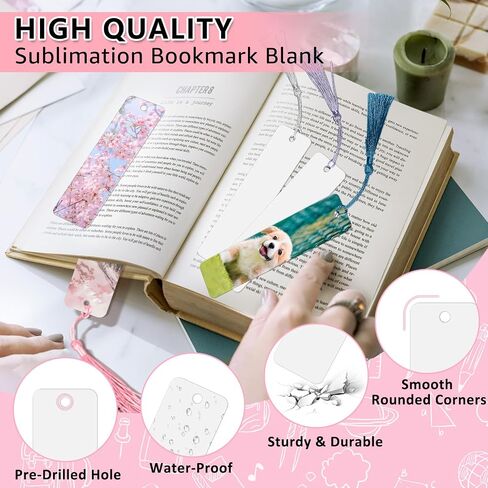 Sublimation Bookmarks Blank 30 Pcs Aluminum Metal Sublimation Bookmark Blank with Hole and Colorful Tassels Bulk Sublimation Blanks Bookmarks for Women Men Book Lovers DIY Blank Bookmarks in Saudi Arabia
