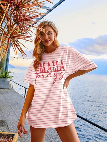 This Mama Prays Shirts for Women Mom Life Tshirt Christian Graphic Tee Funny Religious Faith Short Sleeve Tops in Saudi Arabia