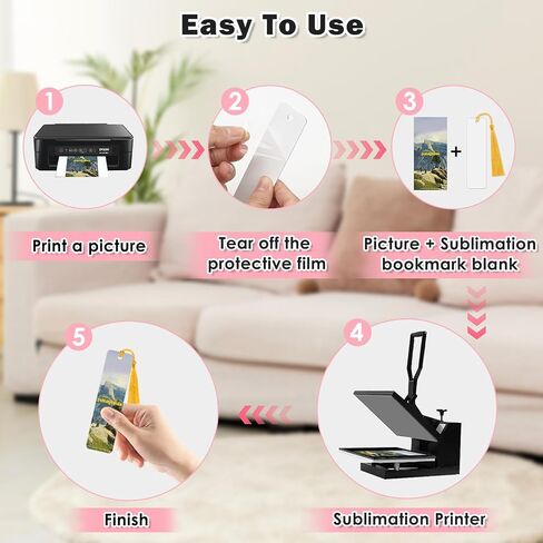 Sublimation Bookmarks Blank 30 Pcs Aluminum Metal Sublimation Bookmark Blank with Hole and Colorful Tassels Bulk Sublimation Blanks Bookmarks for Women Men Book Lovers DIY Blank Bookmarks in Saudi Arabia