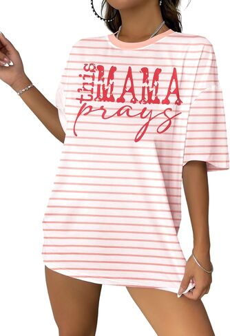 This Mama Prays Shirts for Women Mom Life Tshirt Christian Graphic Tee Funny Religious Faith Short Sleeve Tops in Saudi Arabia