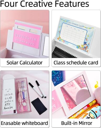 Multifunctional Pencil Case with Quicksand, Calculator, Mirror, Clear Pen Box Pouch, Cute Desk Organizer, Standing cylinder Shape for Girls, Boys, School Supplies(Sakura forest) in Kuwait