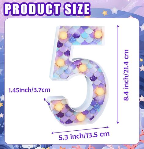 Mermaid Birthday Party Decoration LED Glowing Number 5 Light Up Sign Digital Lights Table Centerpiece for Party Supplies in Saudi Arabia