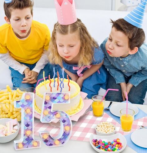 Mermaid Birthday Party Decoration LED Glowing Number 5 Light Up Sign Digital Lights Table Centerpiece for Party Supplies in Saudi Arabia