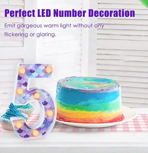 Mermaid Birthday Party Decoration LED Glowing Number 5 Light Up Sign Digital Lights Table Centerpiece for Party Supplies in Saudi Arabia