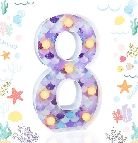 Mermaid Birthday Party Decoration LED Glowing Number 5 Light Up Sign Digital Lights Table Centerpiece for Party Supplies in Saudi Arabia