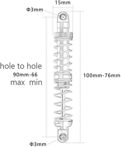Alloy RC Shocks 100MM & Body Clips for 1/10 1/16 Series RC Crawler Car Alloy Front Rear Shock fit for TRX4 SCX10 D90 Gen7 Gen8 Upgrade Parts in Saudi Arabia