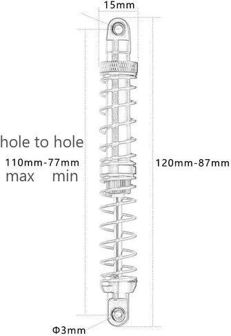 Alloy RC Shocks 100MM & Body Clips for 1/10 1/16 Series RC Crawler Car Alloy Front Rear Shock fit for TRX4 SCX10 D90 Gen7 Gen8 Upgrade Parts in Saudi Arabia