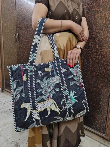 Rastogi Handicrafts Quilted Cotton Women Beautiful Printed Grocery Shopping Bag, Shoulder Bag, Tote Bag, Travel Bags in Kuwait
