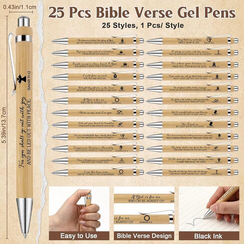 25 Sets 75 Pcs Christian Mothers Day Gift Bulk Bible Verse Pens Emergency Numbers Bookmarks Scripture Keychains for Women Church Baptism Fathers Day Souvenirs(Wood Color) in Kuwait