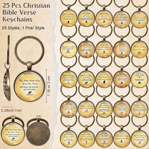 25 Sets 75 Pcs Christian Mothers Day Gift Bulk Bible Verse Pens Emergency Numbers Bookmarks Scripture Keychains for Women Church Baptism Fathers Day Souvenirs(Wood Color) in Kuwait
