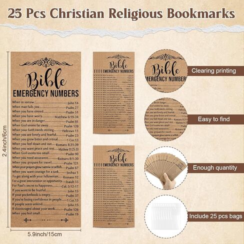 25 Sets 75 Pcs Christian Mothers Day Gift Bulk Bible Verse Pens Emergency Numbers Bookmarks Scripture Keychains for Women Church Baptism Fathers Day Souvenirs(Wood Color) in Kuwait