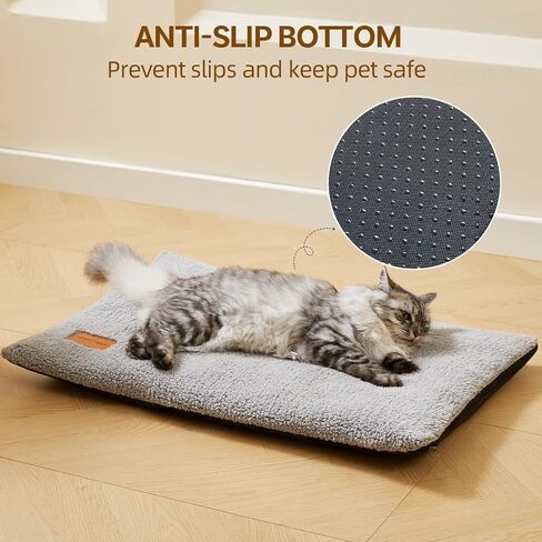 سرير قطط ذاتي التسخين، وسادة قطط ذاتية التسخين، مقاس 24 × 18 بوصة، حصيرة حرارية للحيوانات الأليفة للحيوانات الأليفة في الأماكن المغلقة والخارجية، حصيرة قطط مزدوجة مملوءة مع غطاء قابل للغسل وجزء سفلي غير قابل للانزلاق (رمادي فاتح) in Kuwait