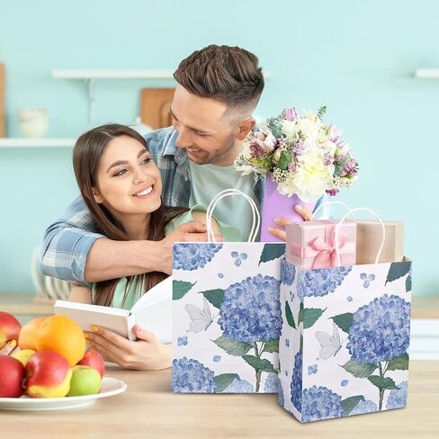 تشيسونج 24 PCS الأزهار الأكياس الأكياس السائبة يوم الأم مائي أكياس الهدايا الورقية ذات الألوان المائية مع مقابض الحفلات الصيفية الربيع لحفلة عيد ميلاد حفل زفاف استحمام الطفل in Kuwait