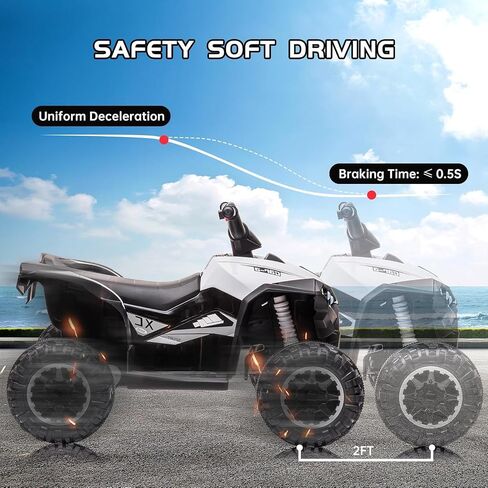 12V Kids Ride On ATV,Battery Powered Electric Four Wheeler with Music, Led Lights, High/Low Speed Modes, USB Port, Treaded Tires, Remote Control, and 3 Speeds for Boys and Girls(White) in Kuwait