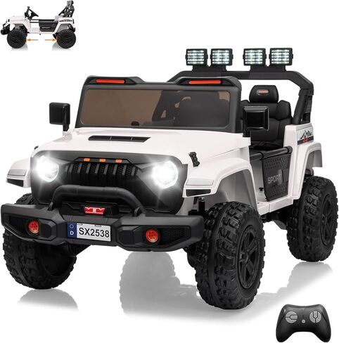 ركوب 2 مقاعد على سيارة للأطفال ، وركوب الطاقة الكهربائية 24V على لعبة الشاحنة مع التحكم عن بعد ، وجسم سيارة قابل للتعديل ، والتعليق ، 3 سرعات ، مصابيح LED ، الوردي in Kuwait