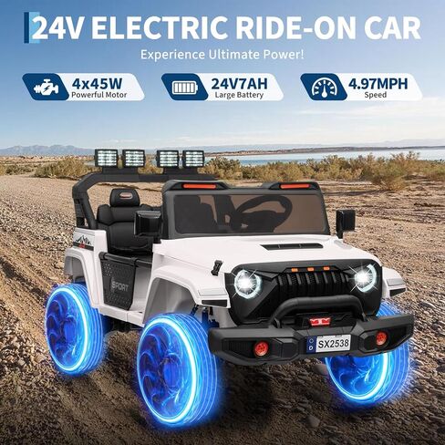 ركوب 2 مقاعد على سيارة للأطفال ، وركوب الطاقة الكهربائية 24V على لعبة الشاحنة مع التحكم عن بعد ، وجسم سيارة قابل للتعديل ، والتعليق ، 3 سرعات ، مصابيح LED ، الوردي in Kuwait