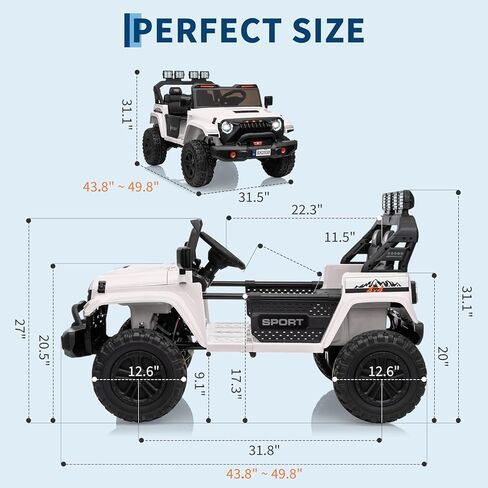 ركوب 2 مقاعد على سيارة للأطفال ، وركوب الطاقة الكهربائية 24V على لعبة الشاحنة مع التحكم عن بعد ، وجسم سيارة قابل للتعديل ، والتعليق ، 3 سرعات ، مصابيح LED ، الوردي in Kuwait