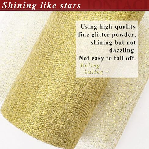 Gold Glitter Tulle Rolls 6 Inch by 50 Yards Sparkle Fabric Ribbon for Christmas Gift Wrapping DIY Tutu Skirt Sewing Bow Wedding Halloween Decorations Craft Supplies in Saudi Arabia