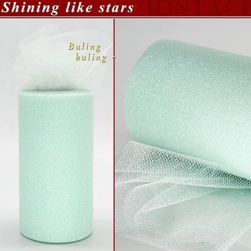 Gold Glitter Tulle Rolls 6 Inch by 50 Yards Sparkle Fabric Ribbon for Christmas Gift Wrapping DIY Tutu Skirt Sewing Bow Wedding Halloween Decorations Craft Supplies in Kuwait