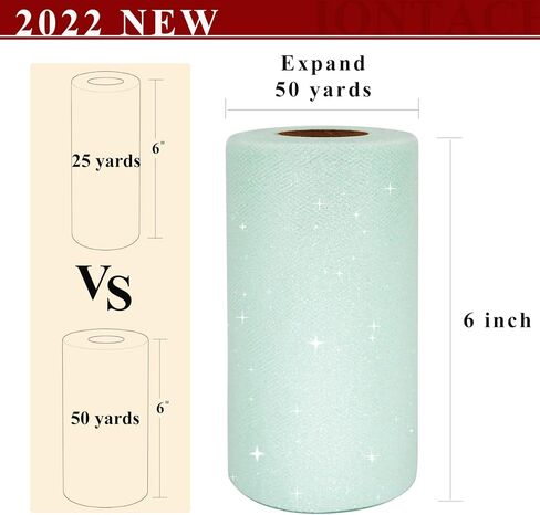 Gold Glitter Tulle Rolls 6 Inch by 50 Yards Sparkle Fabric Ribbon for Christmas Gift Wrapping DIY Tutu Skirt Sewing Bow Wedding Halloween Decorations Craft Supplies in Kuwait