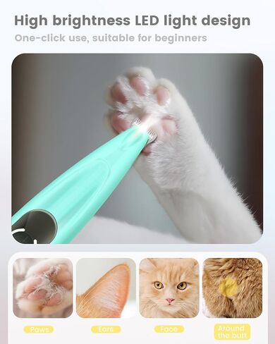 Cat Clippers with LED Display,35dB Ultra-Low Noise Cat Hair Trimmer Shaver, Cordless Dog Paw Trimmer with LED Light,Type-C Rechargeable Cat Dog Clippers for Grooming Paws, Ears, Face, Rump in Saudi Arabia