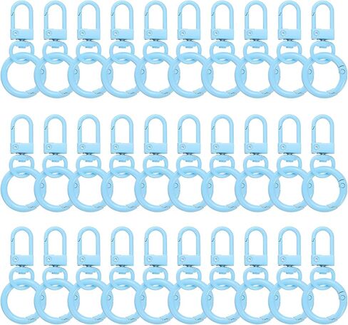 HARFINGTON 30pcs Lobster Claw Clasp Keychains Swivel Trigger Clips Zinc Alloys Colorful Keychain Clip Snap Hook Jump Flat Split Rings for DIY Craft Jewelry Making Car Keys, White in Saudi Arabia