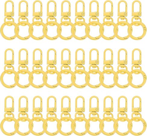 HARFINGTON 30pcs Lobster Claw Clasp Keychains Swivel Trigger Clips Zinc Alloys Colorful Keychain Clip Snap Hook Jump Flat Split Rings for DIY Craft Jewelry Making Car Keys, White in Saudi Arabia