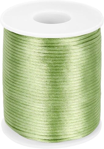 MECCANIXITY Crafts Nylon Satin Cord 2mm x 55 Yards Macrame Rope Braided Thread Twine String Smooth Beading Cord Chinese Knotting Silk for Bracelet Necklace Jewelry Making DIY, Beige in Kuwait