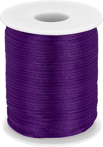MECCANIXITY Crafts Nylon Satin Cord 2mm x 55 Yards Macrame Rope Braided Thread Twine String Smooth Beading Cord Chinese Knotting Silk for Bracelet Necklace Jewelry Making DIY, Beige in Kuwait