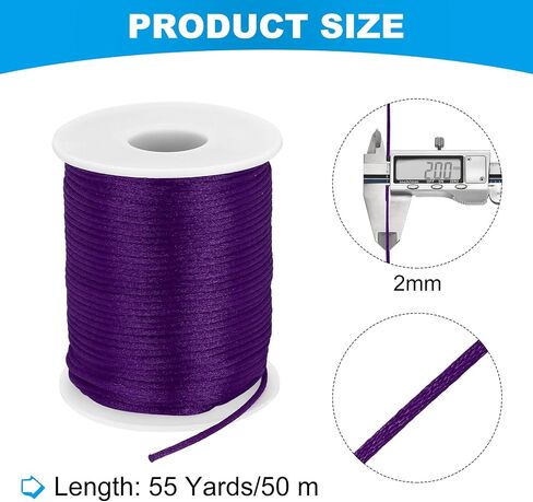 MECCANIXITY Crafts Nylon Satin Cord 2mm x 55 Yards Macrame Rope Braided Thread Twine String Smooth Beading Cord Chinese Knotting Silk for Bracelet Necklace Jewelry Making DIY, Beige in Kuwait