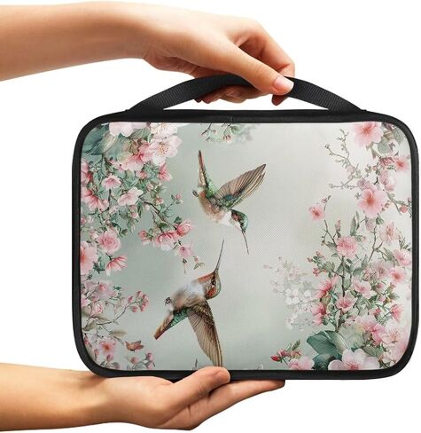 Rchsmod Hummingbird Cherry Blossom Pattern Bible Case for Women Bible Cover Bible Carrying Case Church Bag Bible Protective with Handle Lightweight Bible Bag Handbag for Daily Use in Kuwait