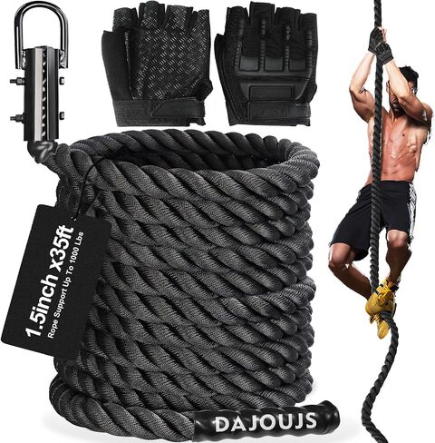 Climbing Rope Climbing Rope 1.5 Inch Diameter 15Feet Length Gym Climbing Rope for Workout Fitness & Strength Training, Gym Rope, Exercise Climbing Rope in Black for Adults or Kids Outdoor & Indoor in Saudi Arabia