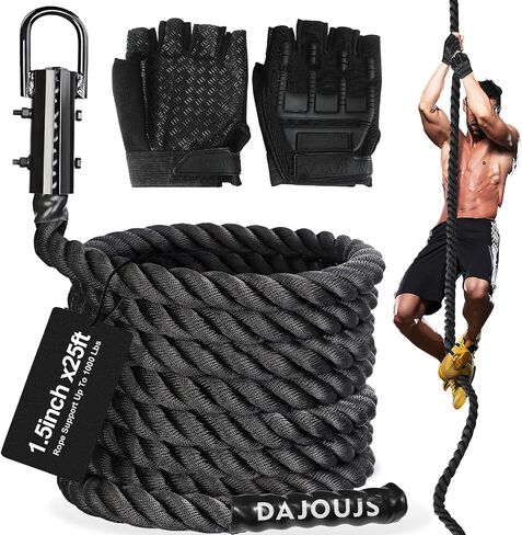 Climbing Rope Climbing Rope 1.5 Inch Diameter 15Feet Length Gym Climbing Rope for Workout Fitness & Strength Training, Gym Rope, Exercise Climbing Rope in Black for Adults or Kids Outdoor & Indoor in Saudi Arabia