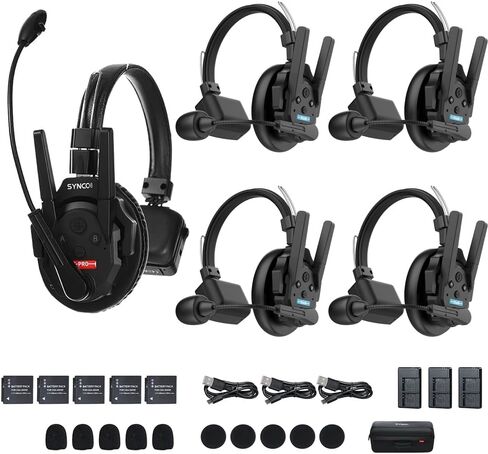 SYNCO XPro X5 Wireless Intercom Headset System with Microphone Intercom System Random Master Device,2.4GHz Full Duplex 500 M/1640 FT Real-time Monitoring 24H Working time Telephone Headsets in Kuwait