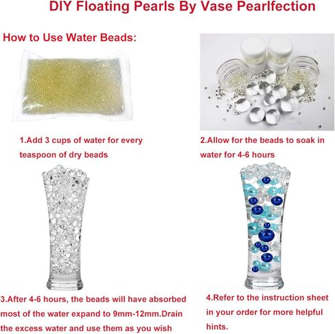 100 قطعة تطفو حبات لؤلؤة ثقب للمزهريات و 500 PCS حبات المياه ، والخرز العائم للقطعة المركزية ، ديكور المنزل ، حفل زفاف طاولة الحفلات ، فرشاة المكياج in Kuwait