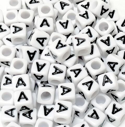 500 PCS Letter Beads White Square Acrylic Alphabet Beads Letter M Beads for Jewelry Making Bracelets Necklaces Key Chains DIY 6X6mm in Saudi Arabia