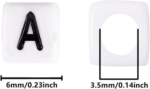 500 PCS Letter Beads White Square Acrylic Alphabet Beads Letter M Beads for Jewelry Making Bracelets Necklaces Key Chains DIY 6X6mm in Saudi Arabia