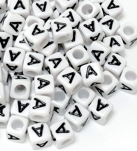 500 PCS Letter Beads White Square Acrylic Alphabet Beads Letter M Beads for Jewelry Making Bracelets Necklaces Key Chains DIY 6X6mm in Saudi Arabia