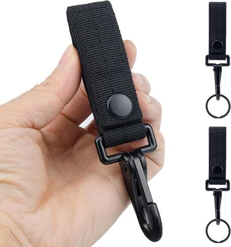 2 Pack 2" Molle Strap Clip Tactical Gear Carabiner Glove Clips Belt Key Chain Holder Keychain Snap Hooks Backpack Accessories (Nylon, Black) in Kuwait