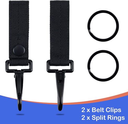 2 Pack 2" Molle Strap Clip Tactical Gear Carabiner Glove Clips Belt Key Chain Holder Keychain Snap Hooks Backpack Accessories (Nylon, Black) in Kuwait