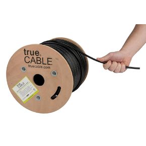 trueCABLE Cat6 Direct Burial, Shielded FTP, 500ft, Waterproof, Outdoor Rated CMX, Black, 23AWG Solid Bare Copper, 550MHz, PoE++ (4PPoE), ETL Listed, Bulk Ethernet Cable