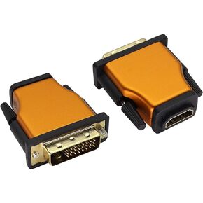DVI to HDMI Converter Aluminum Alloy Shell Bi Directional DVI-D (24+1)Male to HDMI Female Adapter Support 1080P, 3D for TV Box,Blu-ray,Computer,Desktop,Laptop,Monitor,Projector(2-Pack/Orange)