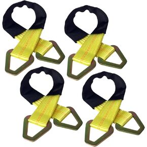 DC Cargo 4-Pack of 24 x 2" Axle Strap with 10,000 Pound Break Strength, Car Towing Tie-Down Accessories with Protective Sleeve and D-Rings