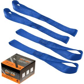Soft Loop Tie Down Straps - 1.5 x 18 inches, 8800lbs Breaking Strength, Soft Loops for Securing ATV, UTV, Motorcycles, Scooters, Dirt Bikes, Lawn & Garden Equipment, 4 Pack (Blue)
