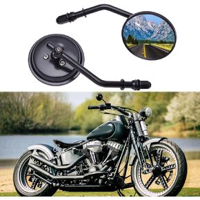 Black 8mm 10mm Motorcycle Mini Oval Rearview Mirrors For Dyna Softail Touring Sportster 883 1200 Electra Glide Cruisers Choppers