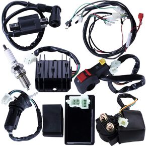 Complete Electrics Wiring Harness CDI Ignition Coil Solenoid Relay Spark Plug Kits for Chinese 4-Stroke ATV Quad Dirt Bike 150cc 200cc 250cc Go Kart by OTOHANS AUTOMOTIVE