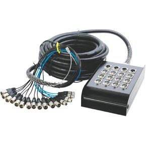 On-Stage 12 x 4 XLR Snake, Black, 50 Foot (SNK12450V2)