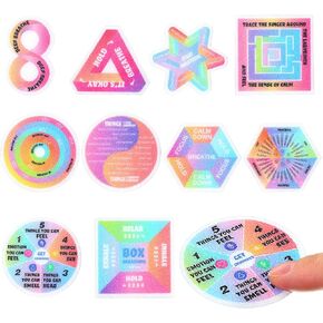 50 Pcs Anxiety Sensory Stickers Calm Stickers Reusable Sensory Strips Adhesive Textured Strips Toys Stress Anxiety Relief Items for Adult Teen Classroom Desk Office Fidget Supplies (Inspiration)